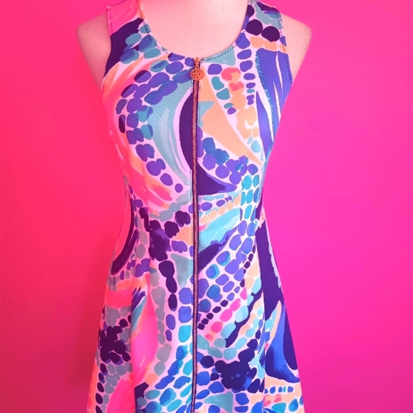 Lilly Pulitzer Ladies "Sally" Scuba Knit Fit & Flare Dress (Size Small) - Picture 3 of 11